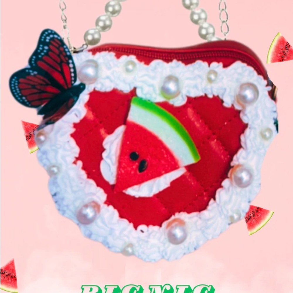 Watermelon Themed Purse with Butterfly Accent
